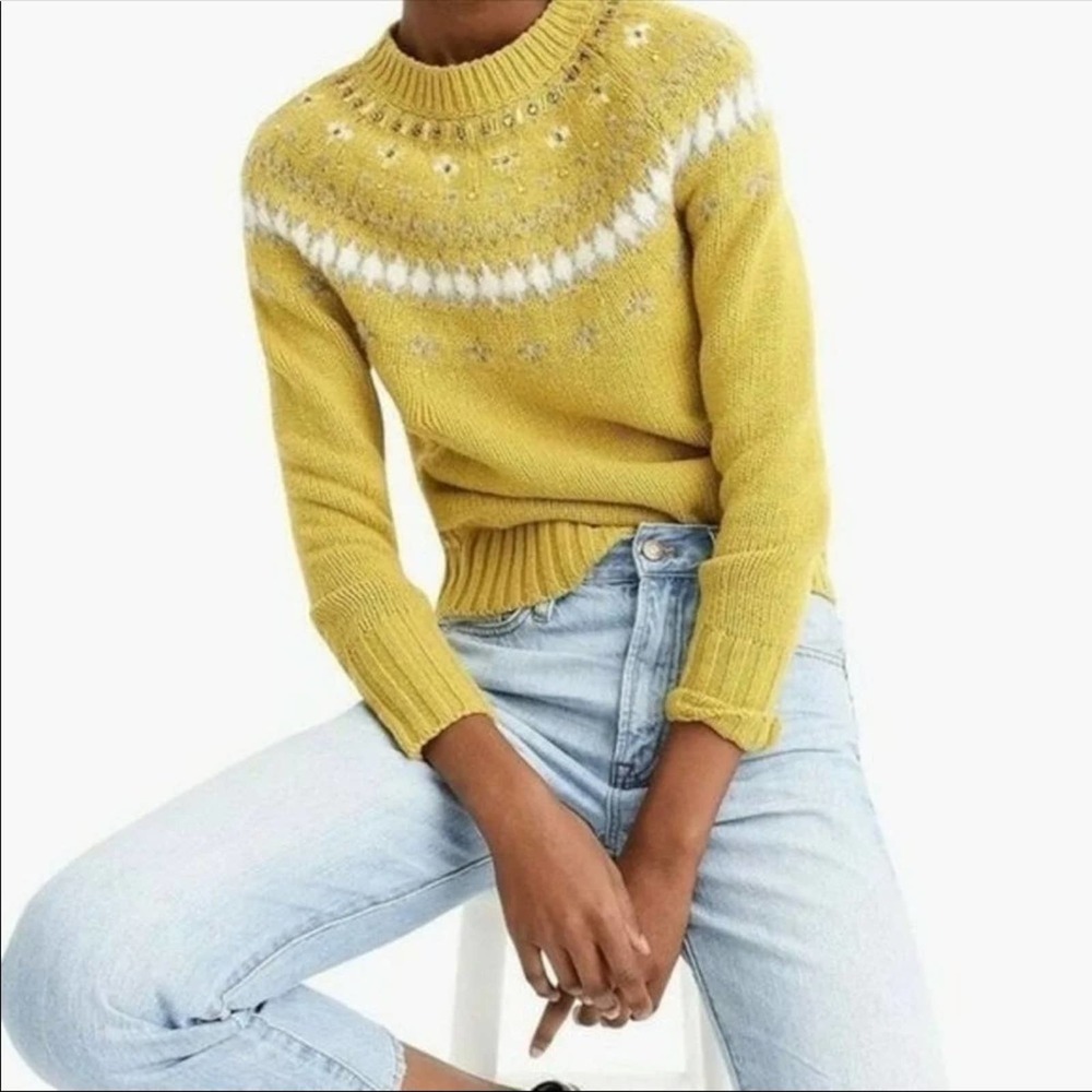 J. Crew Jewel Embellished Fair Isle Sweater